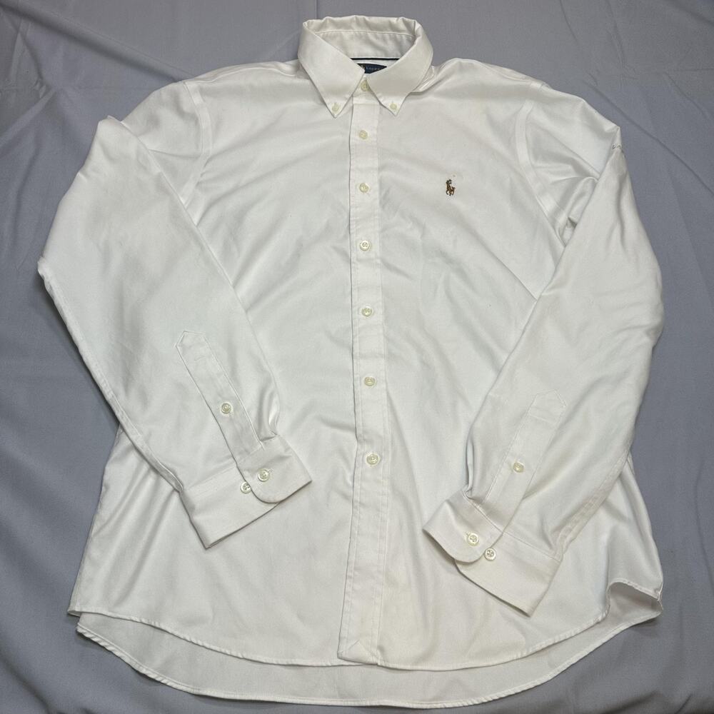 Ralph Lauren Shirt Mens Large White Bellagio Non Iron Dress Office Preppy Work